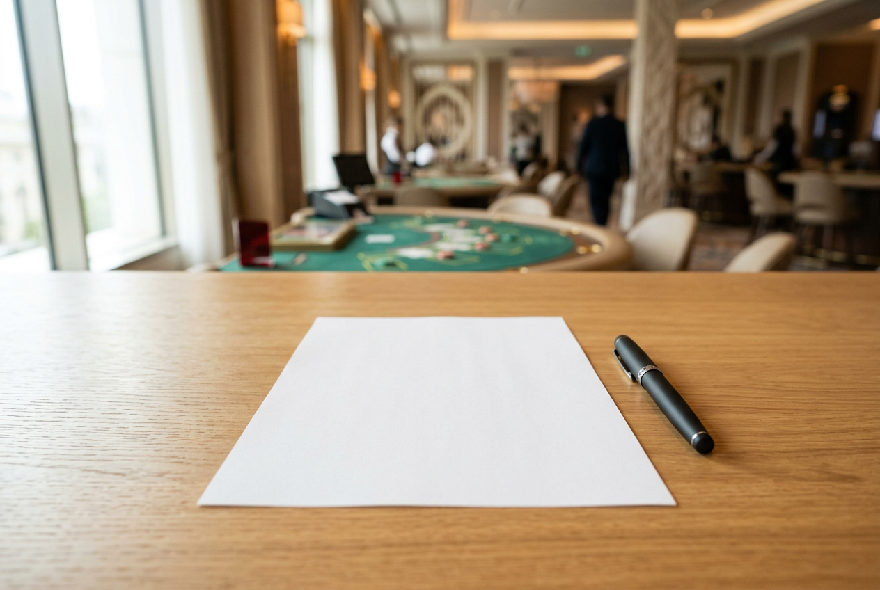 Symbol legality a bezpečnosti v podobe čistého dokumentu a elegantného pera na modernom stole.